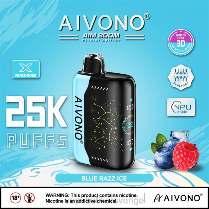 Vape Göteborg - Aivono AIM BOOM 25 000 blå razz is B8B42345