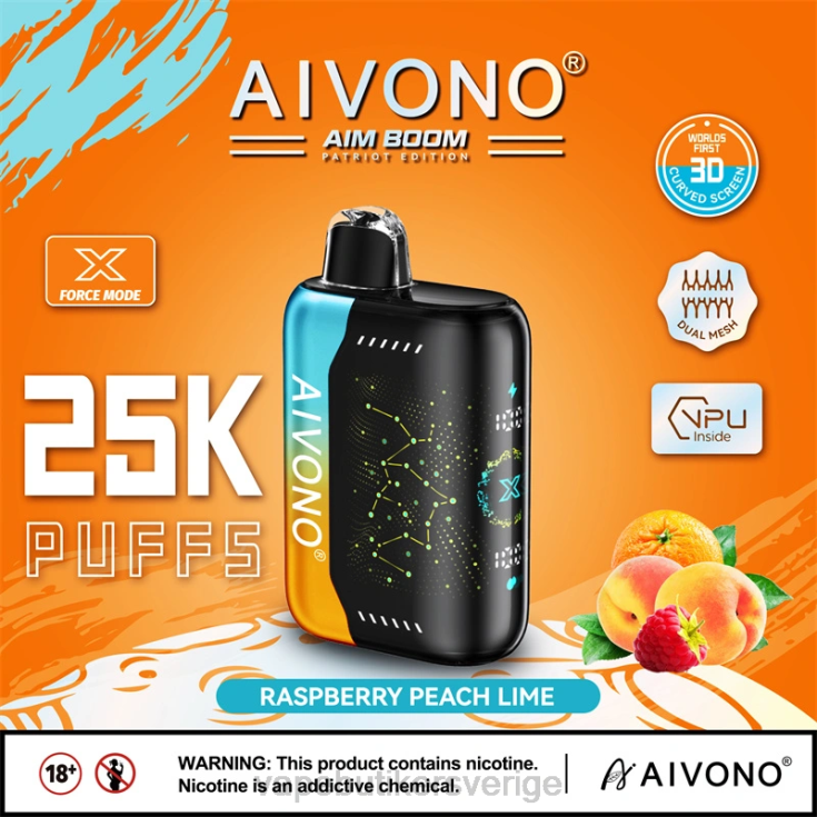 Vape Göteborg - Aivono AIM BOOM 25 000 hallon persika lime B8B42350
