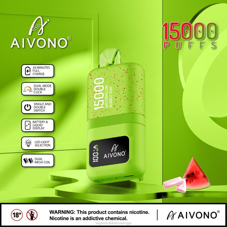 Vape Göteborg - Aivono AIM magic 15 000 vattenmelon tuggummi B8B4265