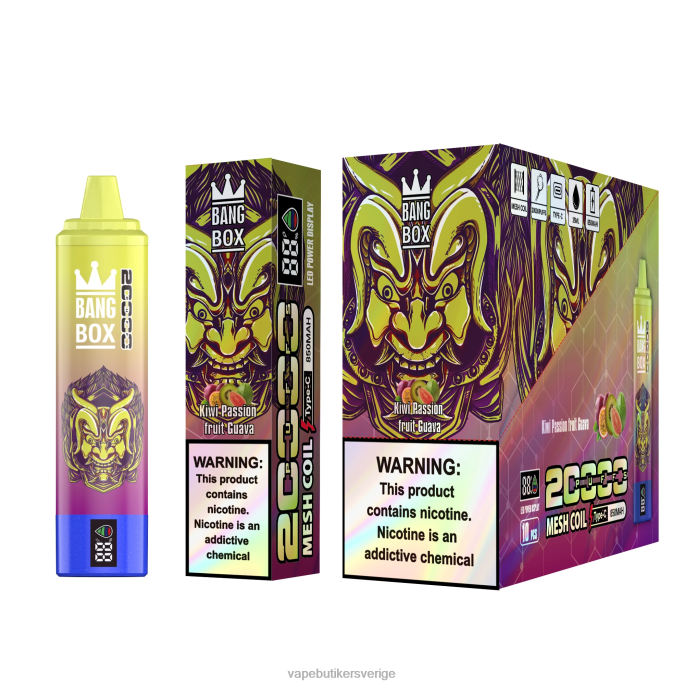 Vape Göteborg - Bang Box 20000 puffar smart skärm kiwi passionsfrukt guava 2N2H050