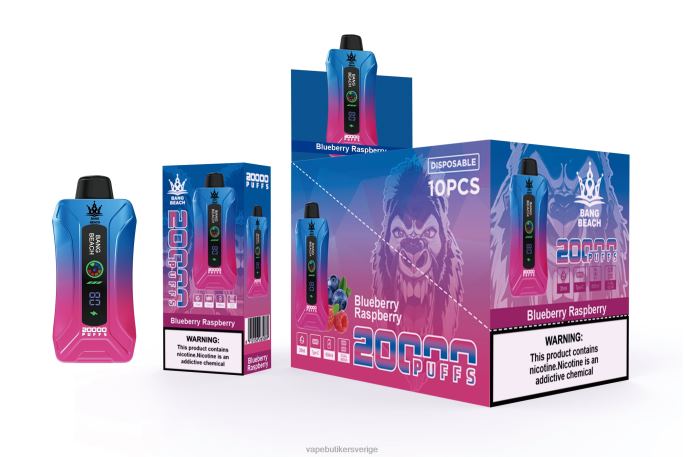 Vape Juice - Bang Beach 20000 puffar smart screen vape blåbärshallon 2N2H012