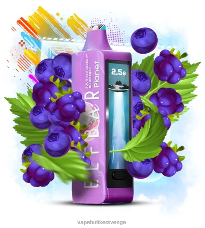 Vape Juice - Elf Bar Planet 25 000 sura björnbärsblåbär 8TPD822