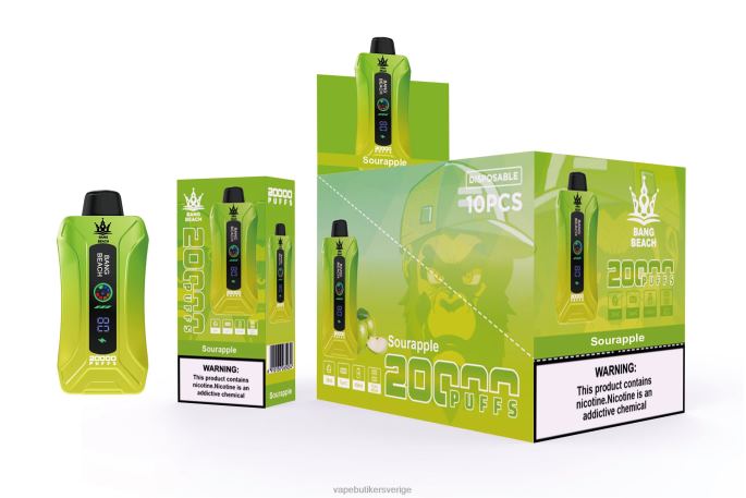 Vape Sverige - Bang Beach 20000 puffar smart screen vape syrligt äpple 2N2H01