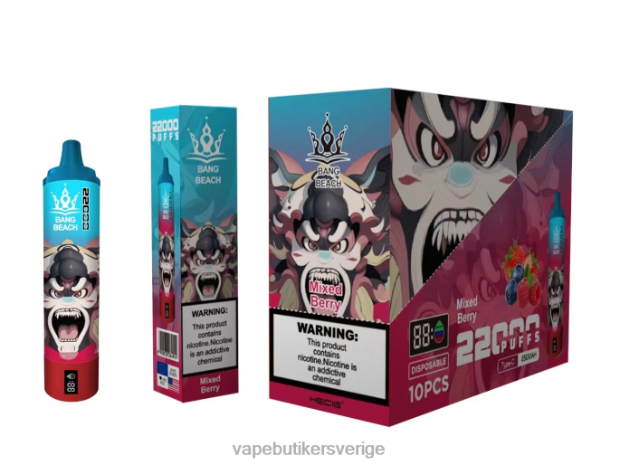 Vape Sverige - Bang Beach 22000 puffar smart skärm blandat bär 2N2H021