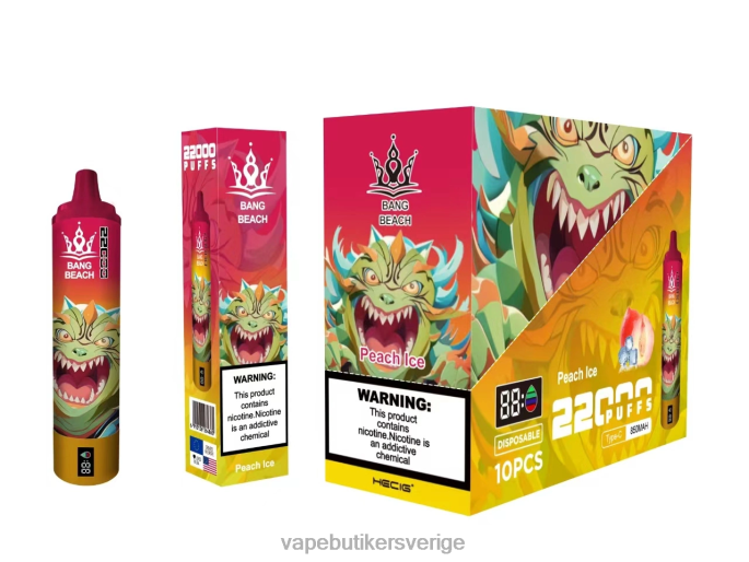 Vape Sverige - Bang Beach 22000 puffar smart skärm persika is 2N2H016