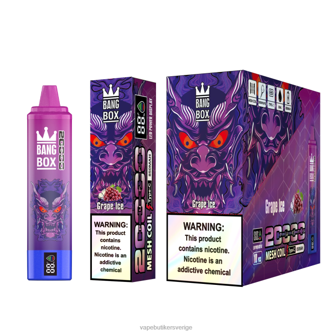 Vape Sverige - Bang Box 20000 puffar smart skärm druvis 2N2H061