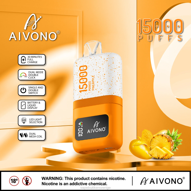 Vape Utan Nikotin - Aivono AIM magic 15 000 mango ananas B8B4269