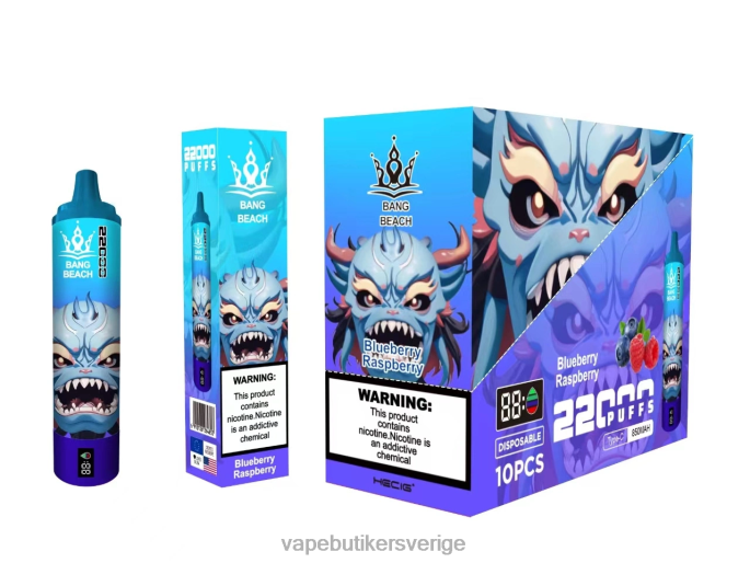 Vape Utan Nikotin - Bang Beach 22000 puffar smart skärm blåbärshallon 2N2H014