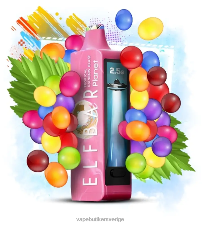 Vape Utan Nikotin - Elf Bar Planet 25 000 tropisk regnbågsexplosion 8TPD829