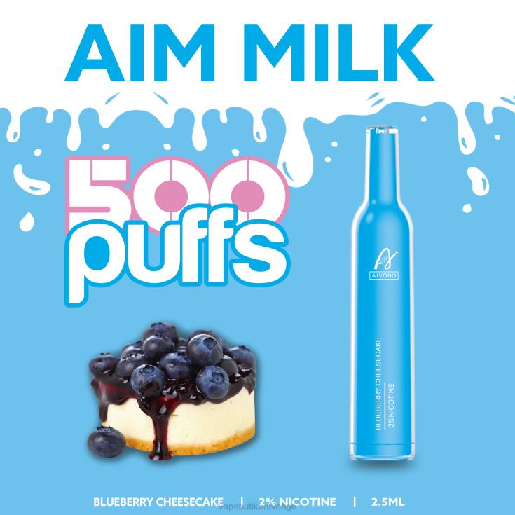 Vape Utan Nikotin - Aivono AIM MILK 500 blåbärsostkaka B8B42274