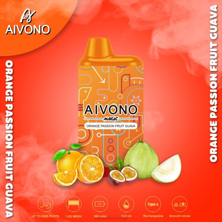 Vape Göteborg - Aivono AIM MAGIC 5800 munlåda cigarett orange passionsfrukt guava B8B4290