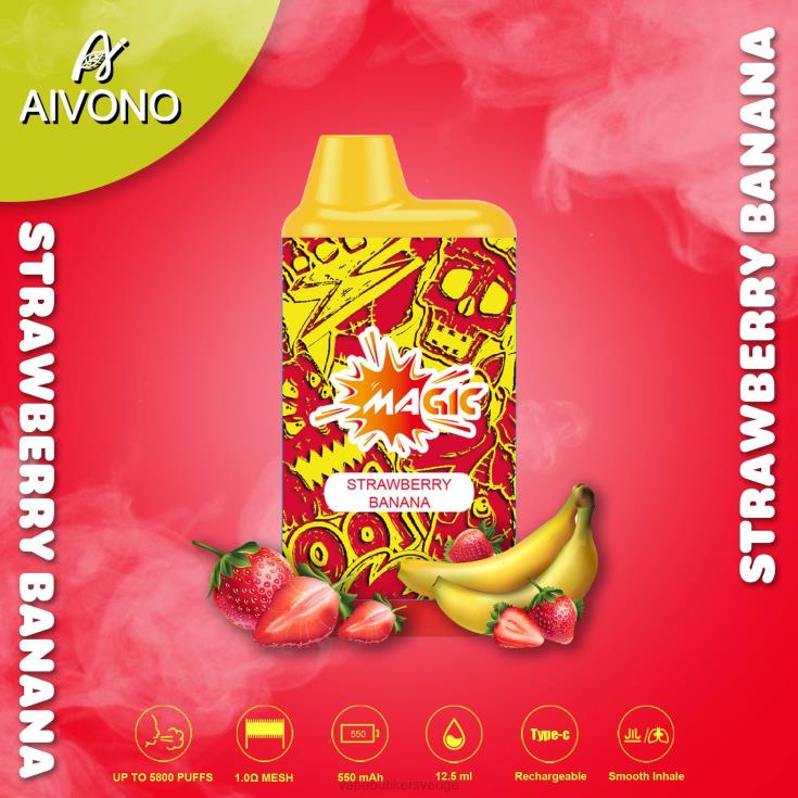 Vape Smaker - Aivono AIM MAGIC 5800 munlåda cigarett jordgubbsbanan B8B4293