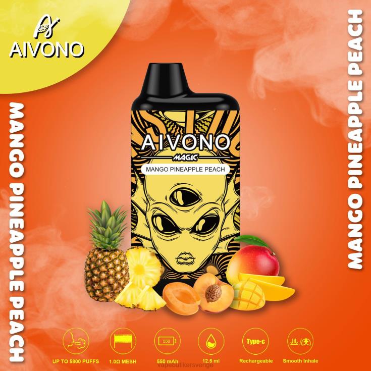 Vape Smaker - Aivono AIM MAGIC 5800 munlåda cigarett mango ananas persika B8B4288