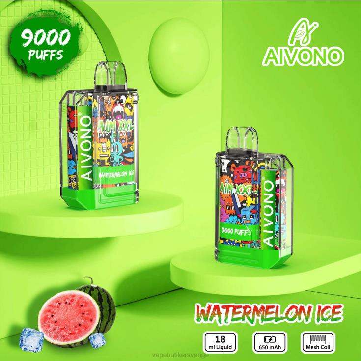 Vape Smaker - Aivono AIM XXL 9000 mun klistermärke genomskinlig vattenmelon is B8B4248