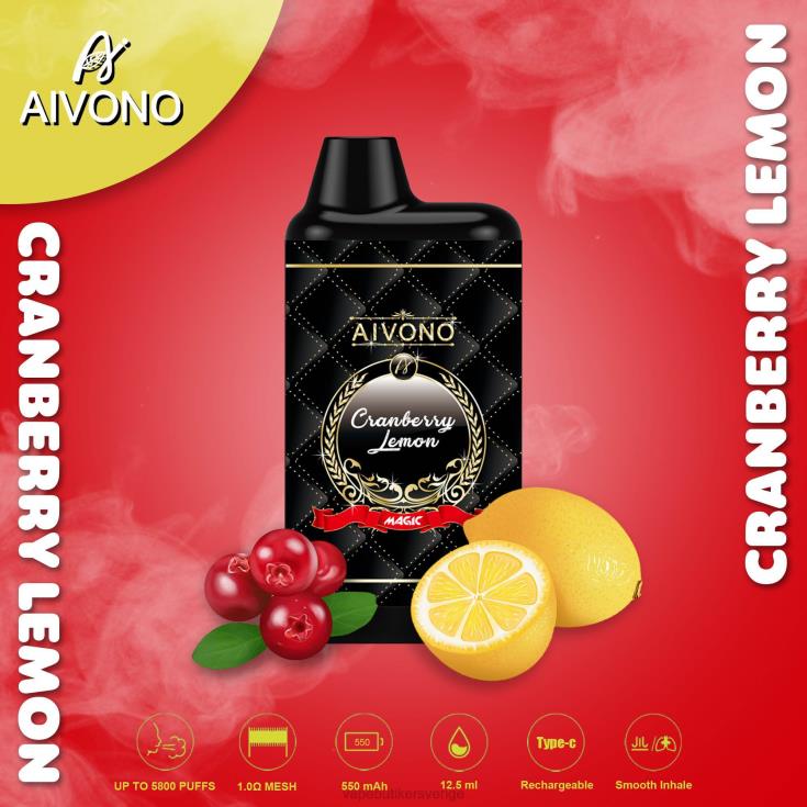 Vape Utan Nikotin - Aivono AIM MAGIC 5800 munlåda cigarett tranbär citron B8B4289