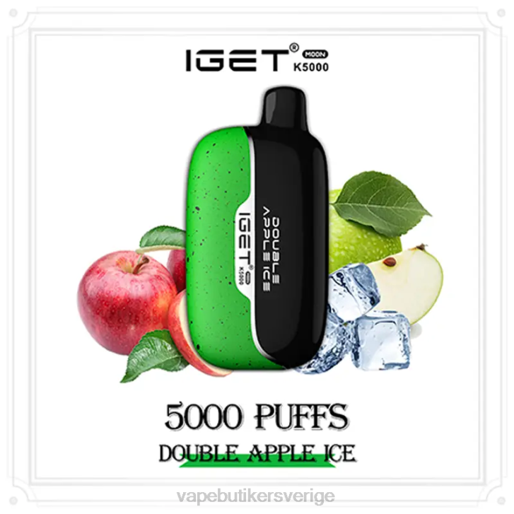 Vape Utan Nikotin - IGET Moon k5000 dubbel äppelis TZ6619