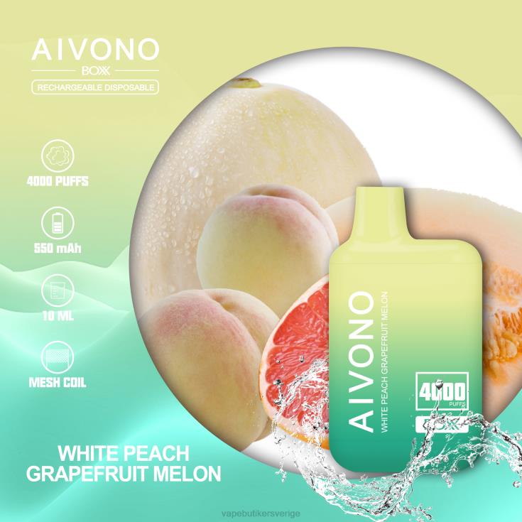 Vape Utan Nikotin - Aivono AIM BOXX 4000 vit persika grapefrukt melon B8B42224