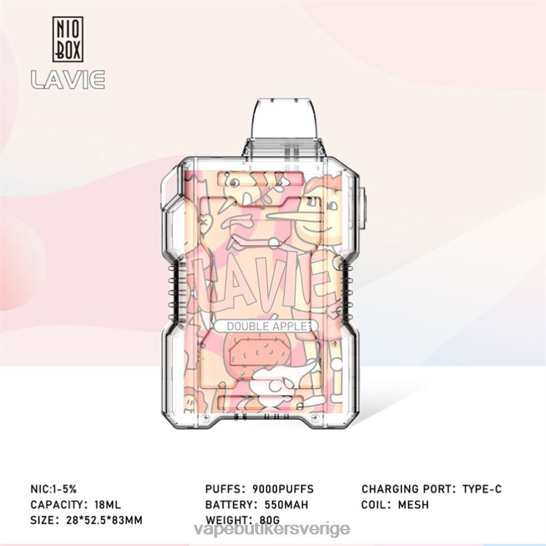 Vape Göteborg - LAVIE NIO BOX 9000 bloss dubbelt äpple 4RH24195