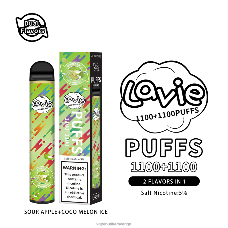 Vape Juice - LAVIE BAR Switch 2200 bloss syrlig äpple/coco melon is 4RH24297