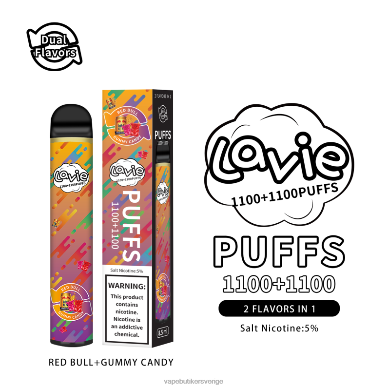 Vape Utan Nikotin - LAVIE BAR Switch 2200 bloss red bull/gummy godis 4RH24299