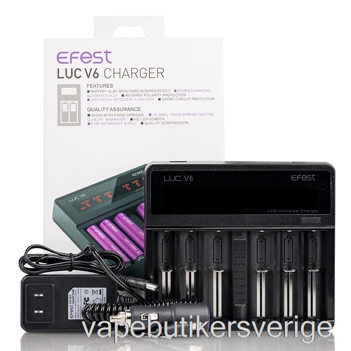 Vape Sverige Efest Luc V6 6-bay Lcd Universalladdare